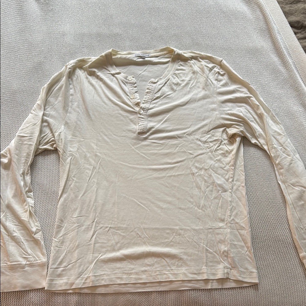 James Perse White Long Sleeve Tee Soft Lightweight
